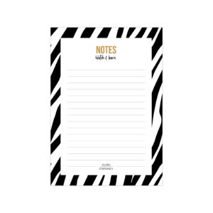 A6 Noteblock Notes zebra black & white | Studio Stationery