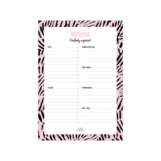 A5 Notepad Creatively Organized Pink leaves | Studio Stationery