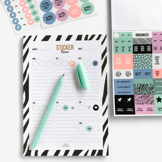 A5 Noteblock Sticker planner zebra | Studio Stationery