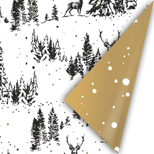 Cadeaupapier Reindeer Forest Zwart/Wit | CollectivWarehouse