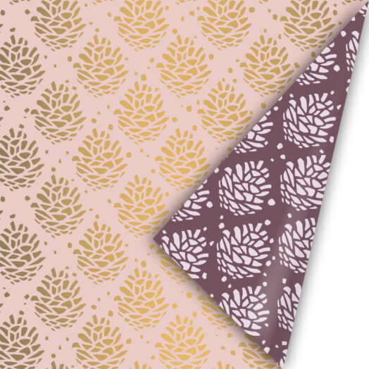 Cadeaupapier Pinecone Pattern Roze/Goud | CollectivWarehouse