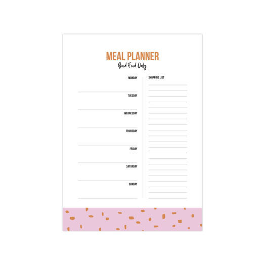 A5 Noteblock Mealplanner Minimal Dots roze/roest | CollectivWarehouse