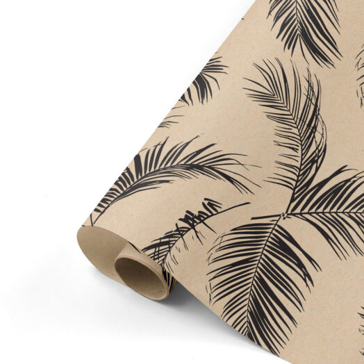 Palm Leaves - Rollen cadeaupapier - 10 stuks - kraft/zwart