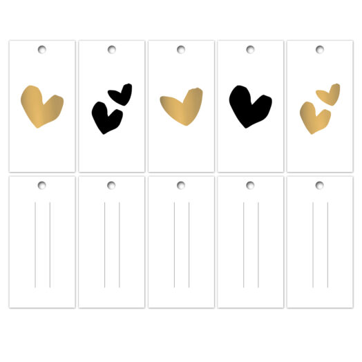 Solo Hearts bw/gold '25 - Cadeaulabels 100 stuks