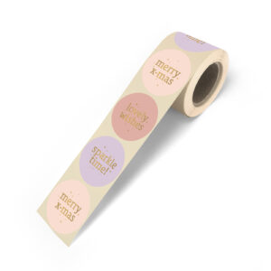 Xmas Text mix '25 - Cadeaustickers op rol 500 - warm