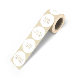 Xmas Wishes '25 - Cadeaustickers op rol 500 - wit/goud